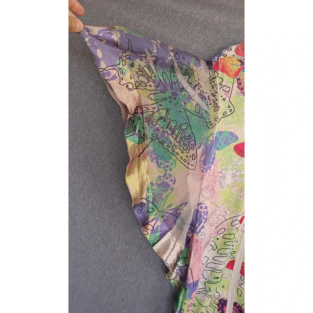 One World Butterfly Print Angel Sleeve Tunic Top Blouse 2X Multicolor Boho - Picture 3 of 6